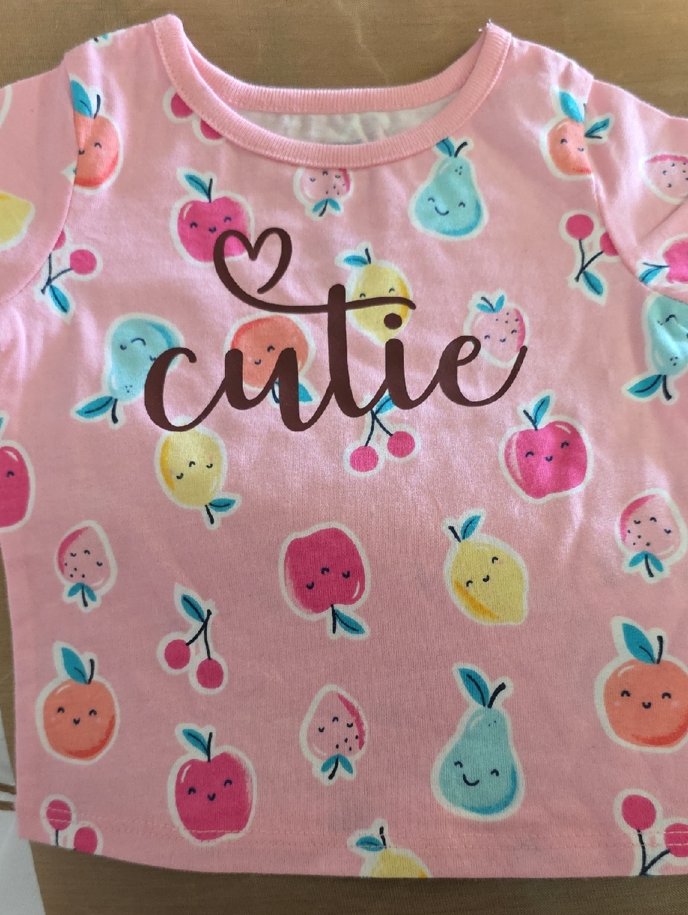 Pink "Cutie" Fruit Print Baby Tee